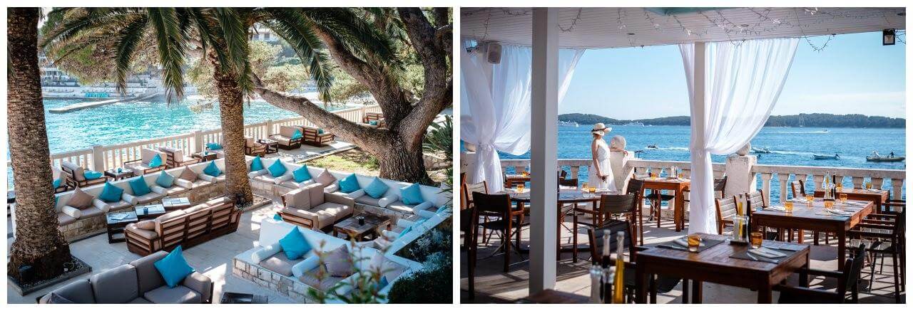 Außenbereich Restaurant am Meer in Kroatien