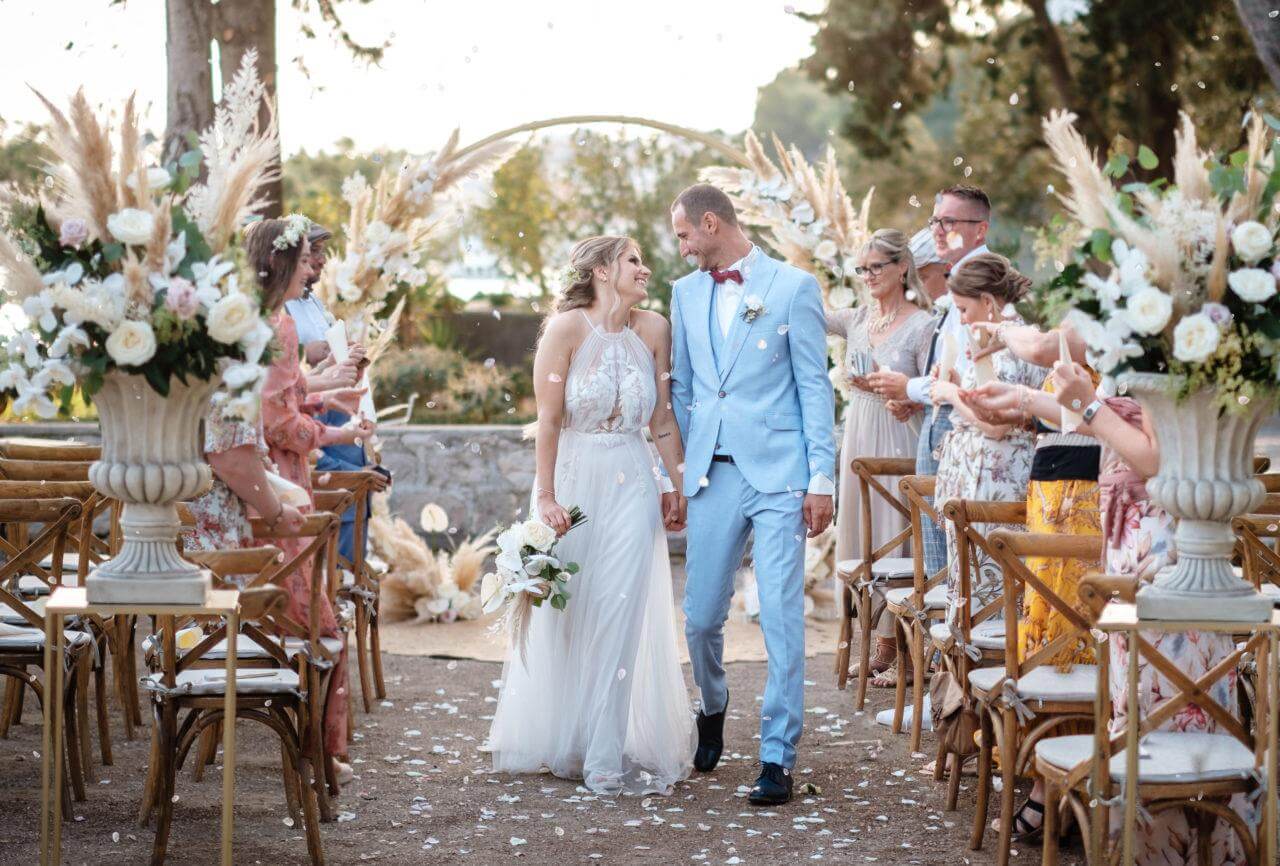Brautpaar bei Trauung bei Hochzeit in Kroatien Split