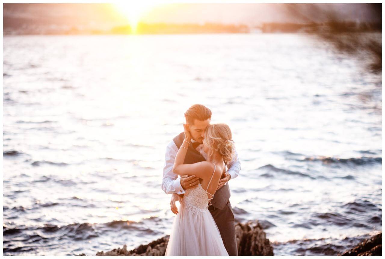 Hochzeitsbilder in Kroatien im Sonnenaufgang