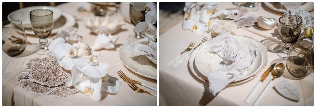 Natürliche Hochzeit in Kroatien in weiß mit Trockenblumen und Orchideen als Tischdekoration Wedding Kroatien, wedding in croatia,hochzeitsplanerin kroatien, hochzeit in kroatien