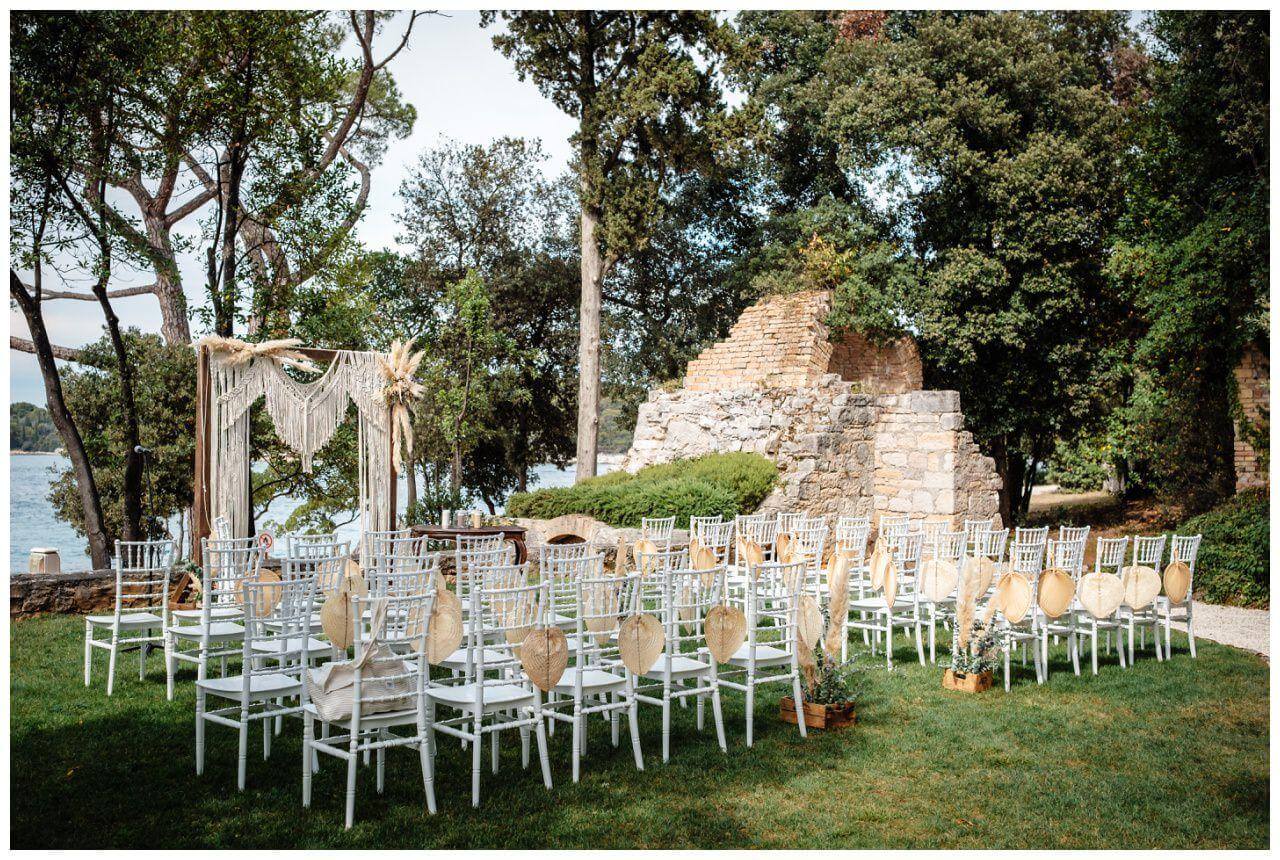 Hochzeit in Rovinj Kroatien mit Boho Hochzeitskonzept geplant von Croatia Love, Hochzeitsplaner in Kroatien