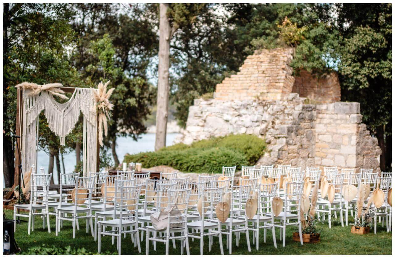 Hochzeit in Rovinj Kroatien mit Boho Hochzeitskonzept geplant von Croatia Love, Hochzeitsplaner in Kroatien