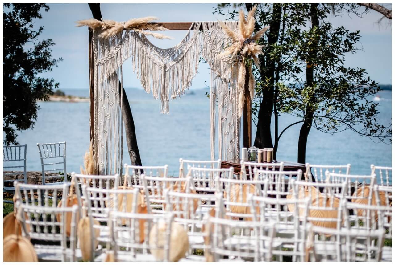 Hochzeit in Rovinj Kroatien mit Boho Hochzeitskonzept geplant von Croatia Love, Hochzeitsplaner in Kroatien