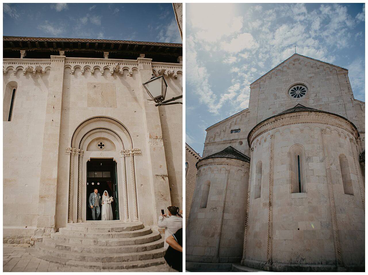 Brautpaar an altmodischer Kirche in Kroatien in der Stadt Split