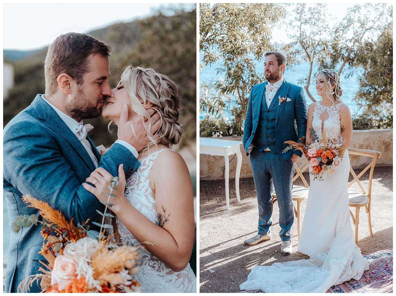 Brautpaar bei ihrer Trauung bei ihrer Hochzeit auf der Insel Brac in Kroatien