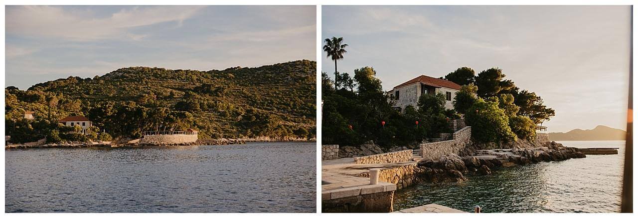 Haus am Meer im Sonnenuntergang in Kroatien in der Stadt Dubrovnik