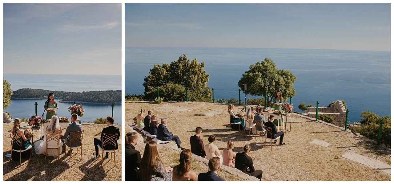 Freie Trauung an einer Klippe mit Blick aufs Meer in Kroatien in der Stadt Dubrovnik