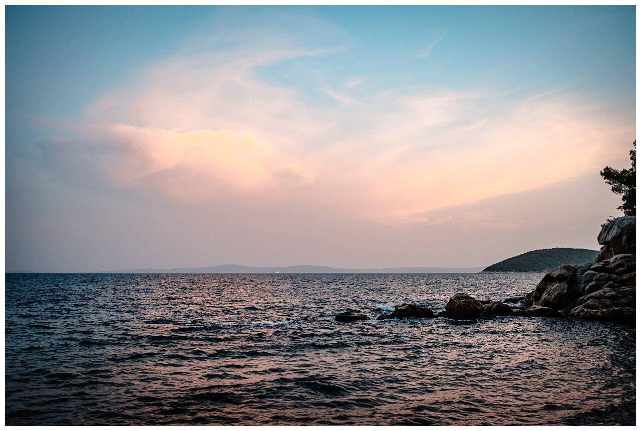 Sonnenuntergang am Strand von Split bei einer Hochzeit in Kroatien