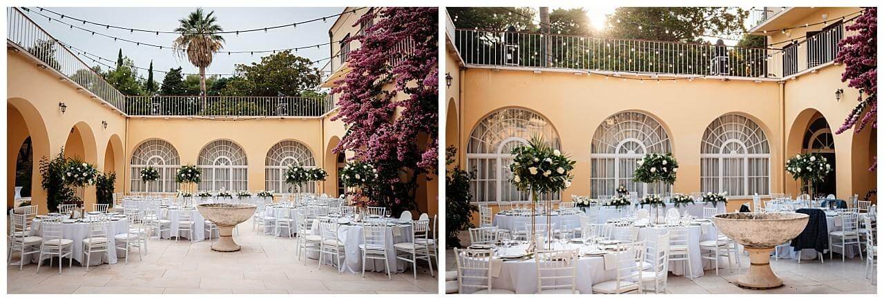Hochzeits Tische Komplet weiß bei einer Hochzeit in Split Kroatien