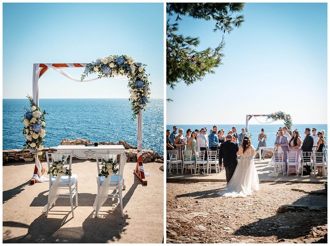 Freie Trauung mit dem Blick aufs Meer bei einer Hochzeit in eiern privaten Finka mit dem Blick aufs Meer