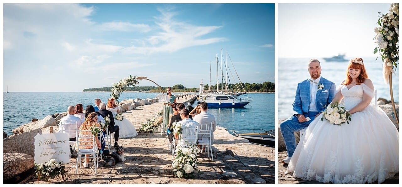 Brautpaar bei Freier Trauung am Meer in Kroatien