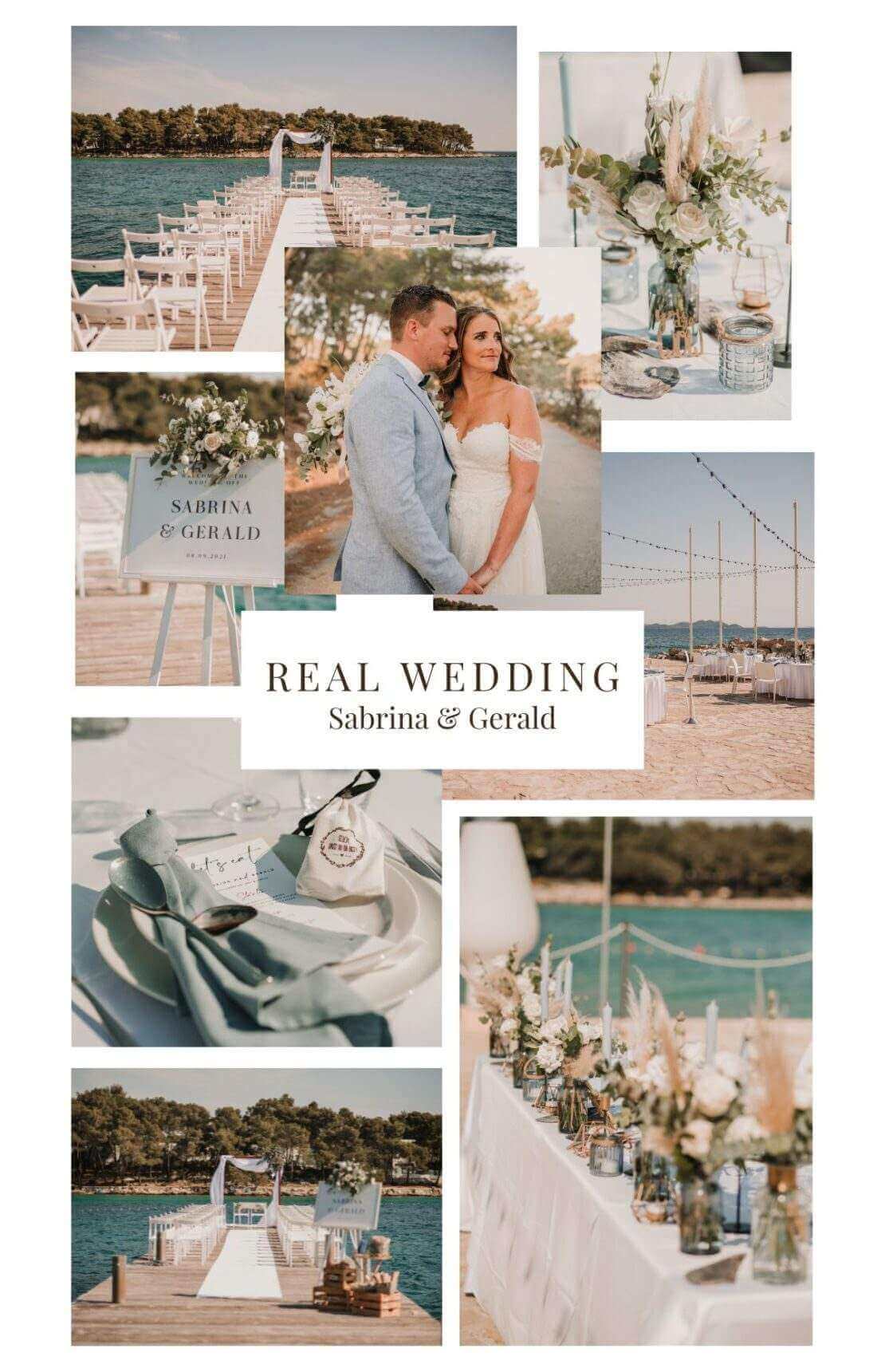 Collage Brautpaar Hochzeit am Yachthafen in Kroatien