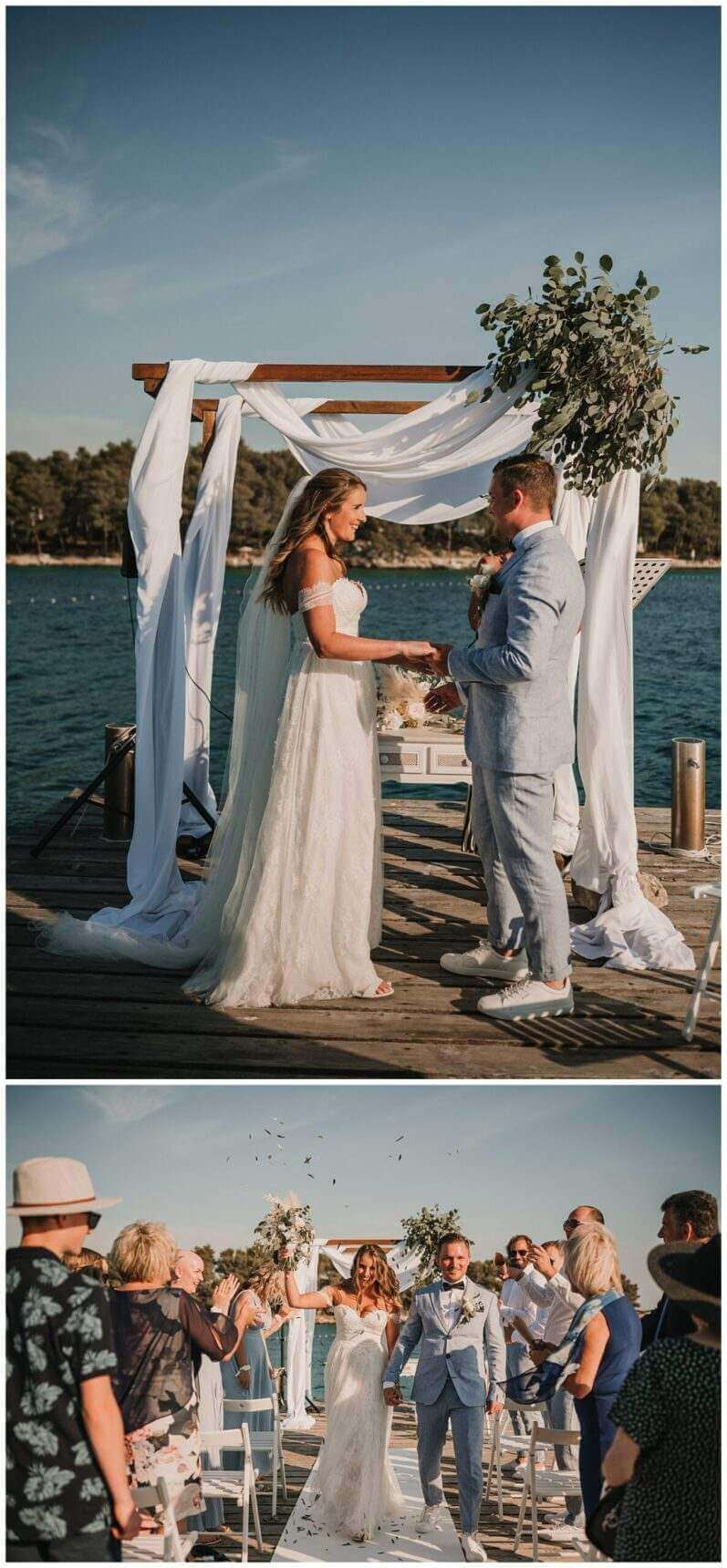 Ringübergabe und Auszug bei Hochzeit am Yachthafen in Kroatien