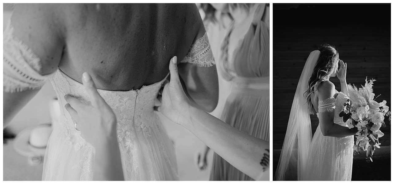 Getting Ready Braut Closeup bei Hochzeit am Yachthafen in Kroatien